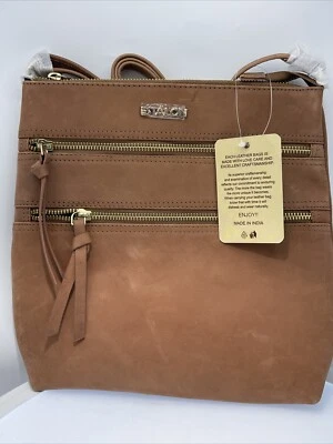 Bolso Bandolera de Cuero ESTALON para Mujer Bolso de Mano Cartera Marrón Nuevo con Etiquetas Foto 1 de 4