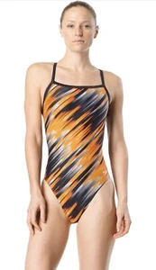 Traje de baño para mujer Speedo de una pieza Powerflex flyback a rayas anillo naranja 26 - Imagen 1 de 5