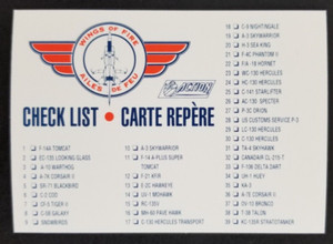 Check List 1992 Wings of Fire Plane Jet Panini Card # (NM)