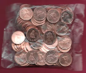 GIBRALTAR 1 PENNY 2004 BU 100 COINS BAG,300th ANNIVERSARY OF BRITISH OCCUPATION, - Picture 1 of 2