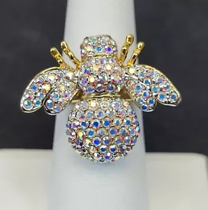 Joan Rivers Oro Cristales Abeja Anillo Moda Joyería Talla 6.5 EE. UU. ~ T726B - Imagen 1 de 6