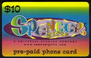 $10. Tarjeta colorida Spencer Gifts (A Universal Studios Company) tarjeta telefónica usada - Imagen 1 de 1