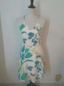 Large NWT PINK OWL Lined Halter Flowered Full Skirt Dress $38 - Picture 1 of 8