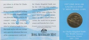 1997 Australia Kingsford Smith $1 Coin - Sydney 'S' Mintmark - Picture 1 of 2