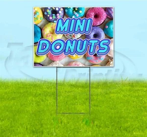 MINI DONUTS 18x24 Yard Sign WITH STAKE Corrugated Bandit USA PASTRIES - Picture 1 of 4