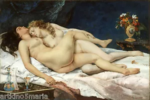GUSTAV COURBET THE SLEEP REALISM ART GICLEE PRINT FINE CANVAS - Picture 1 of 4