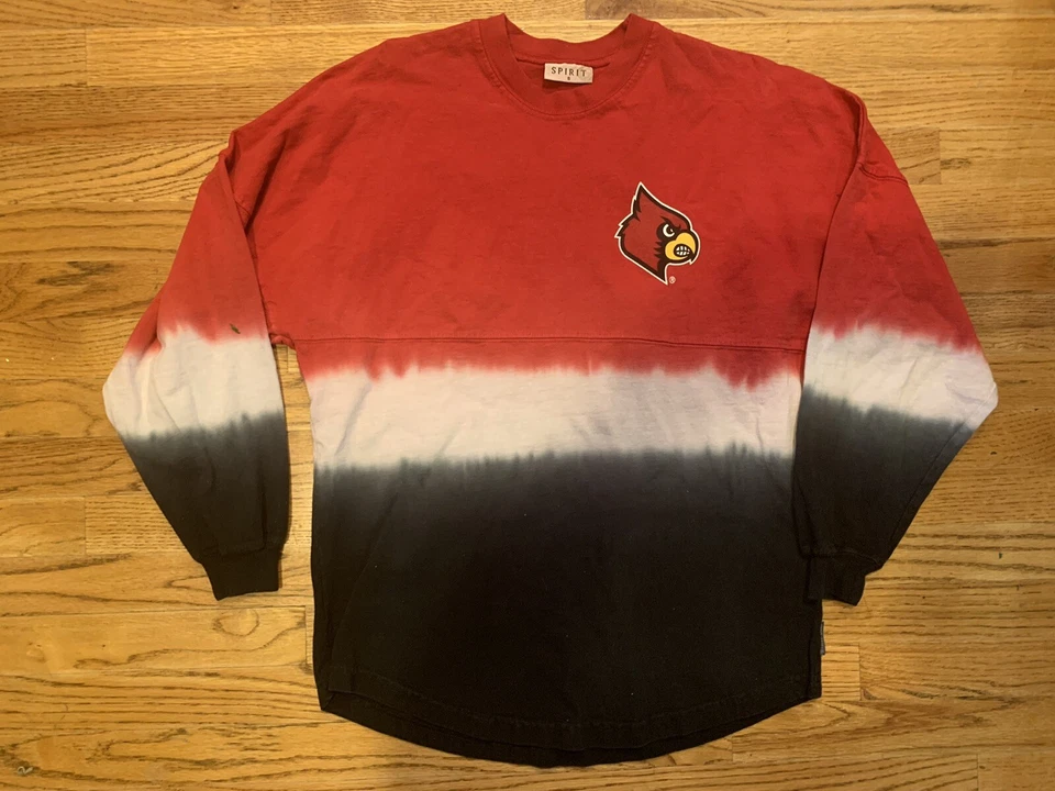 Vtg 90s U Of L Louisville Cardinals Crewneck Sweatshirt Tye-dye RARE Style Small - Image 1 of 3