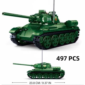 WWII Military Vehicles Building Blocks Set: T34 Tank & Artillery Models - Picture 1 of 12