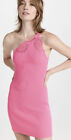 Bnwt Self Portrait Pink One Shoulder Rib Knit Mini Dress Bubblegum Size M Uk 10