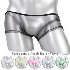 Mens Sexy Transparent See Through Mesh Underwear Boxer Brief Trunks Lingeries