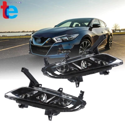 Front Bumper Fog Light Lamps Assembly Kit Fit For Nissan Maxima 2016-2019 Black - Image 1 of 4