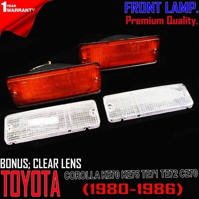 PARA Toyota Corolla KE70 DLX FX LE cupé 2,4 puertas lámpara delantera ámbar *bonificación-->lente Foto 1 de 4