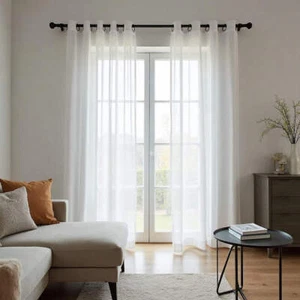 White Sheer Curtains Pair Eyelet 132 & 264cm Widths | 213cm Drop - Picture 1 of 7