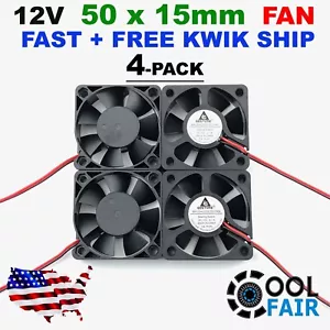 Gdstime 12v 50mm x 15mm Cooling Fan Brushless Axial 5015 50x50x15mm 2Pin 4Pcs - Picture 1 of 6