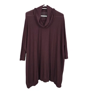NWT BRYN WALKER Clara Tunic Sweater Size L Purple Cotton Cowl Neck Oversized - Picture 1 of 9