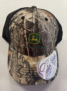 John Deere Evolve Black Mesh Back Cap Infinity For Her, Concealed Ponytail Open - Picture 1 of 9