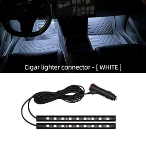 2x 17cm White Car Interior Footwell Mood Lighting 18 LED Strip Light 12v cig - Picture 1 of 3