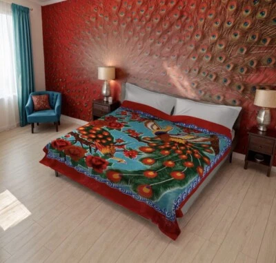 PEACOCKS RED SOLARON KOREAN TECHNOLOGY BLANKET SOFTY AND WARM KING SIZE - Image 1 of 4