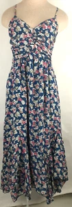 Charlotte Ronson Women Blue Floral 100% Silk Dress Size 0 In Good Condition - Picture 1 of 5