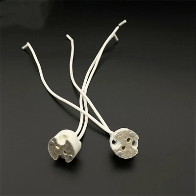 2pcs Socket Base Plug G5.3/MR16/GU10 Led Ceramic Lamp Holder Bulb Base With Wire - Image 1 of 4