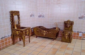 Puppet Doll Bathroom Furniture Set Vintage Wooden Dollhouse Miniature Scale 1:12 - Picture 1 of 9
