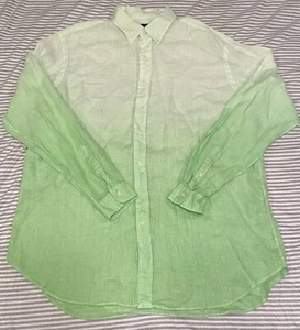 Camisa Ralph Lauren 100% Lino Verde Ombre Para Hombres XLT Alto Botón Frontal Poni Logo - Imagen 1 de 6