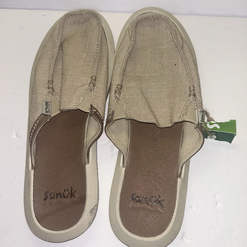 NWT WOMENS Khaki Colored SANUK YOU GOT MY BACK HEMP SLIDES SANDALS - Изображение 1 из 3
