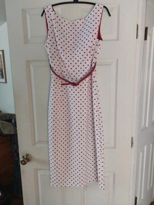 Bettie Page Las Vegas dress XL white w red polka dots - Picture 1 of 9