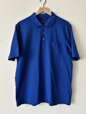 Camisa polo Louis Vuitton Damier bolso azul brilhante 4L compatível com XL 23-29 - Imagem 1 de 4