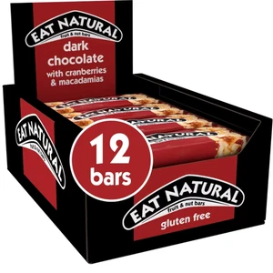 Eat Natural Dark Chocolate, Cranberries & Macadamias Fruit & Nut Bars 12 x 40g - Picture 1 of 7