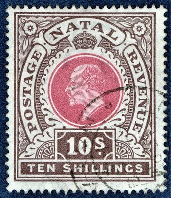 [sto726] SOUTH AFRICA NATAL 1902 SG141 10/- Postage & Revenue used. cv:£50 - Image 1 of 2