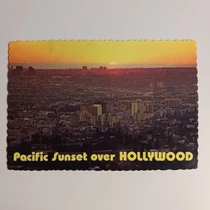 Pacific Sunset Over Hollywood California Viewed From Hollywood Hills Postcard - Picture 1 of 6