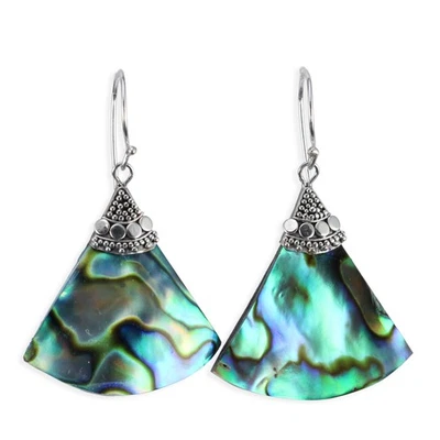 3,5cm Perlmutt Muschel Ohrringe Abalone Hänger ECHT 925er Silber Schmuck SER461 - Bild 1 von 4