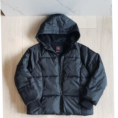 Swiss Tech Jacket Kids L 10 Black Hooded Puffer Winter Coat Unisex Heavyweight - Image 1 of 4