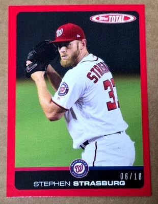 2019 Topps Total #835A Stephen Strasburg Red Parallel 06/10 Made Nationals - Image 1 of 2