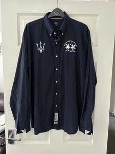 LA MARTINA Buenos Aires Maserati Long Sleeve Embroidered Shirt Navy Blue XL - Picture 1 of 14