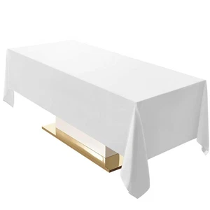 White Rectangle Tablecloth 60 x 120-inch Rectangular Polyester Table Cloth fo... - Picture 1 of 7