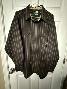 Mecca Mens Long Sleeve Button Up Size XL Brown Stripes - Picture 1 of 3