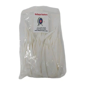 100pk Bullseye Archery Feathers 4" Right Wing: Shield Solid White - Picture 1 of 4