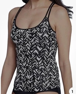 Kona Sol Damen Tankini Badeoberteil schwarz-weiß Racerback Gr. M - Bild 1 von 5