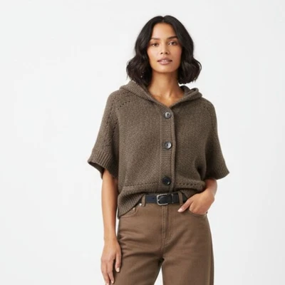 Suéter Peppe Peluso Marrón Tejido con Capucha Botón S Foto 1 de 4