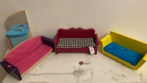 4 - Kidkraft & Toys R Us Wooden Couches Sofas Lot of 3 & 1 Bathroom vanity