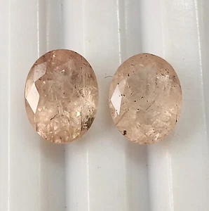 Natural Peach Morganite 9X7 mm Oval Faceted Untreated Calibrated Stone 2 Pieces - Picture 1 of 5