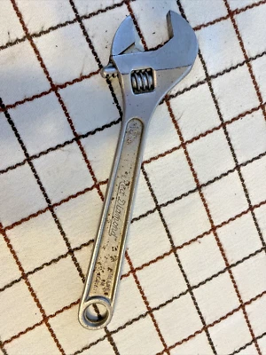 "Herramienta llave ajustable de 10"" con diamante rojo de calidad vintage forjada en EE. UU. Foto 1 de 4