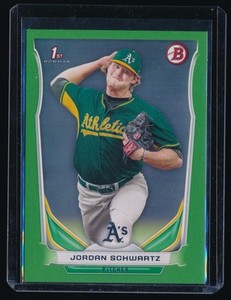JORDAN SCHWARTZ 2014 BOWMAN DRAFT GREEN #DP119 04/75 *OAKLAND ATHLETICS*
