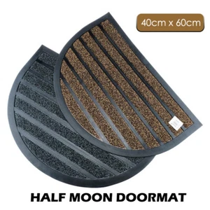 Au Half-Moon Entrance Mat Outdoor Rubber 40cm x 60cm Black / Brown - Picture 1 of 8