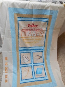LORDS PRAYER quilt lap top fabric panel with borders- 54x68-RELIGIOUS - Picture 1 of 4