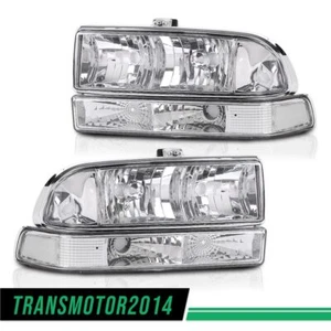 Fit For 98-04 CHEVY S10/BLAZER Headlights Assembly Chrome Housing Clear Corner - Picture 1 of 12