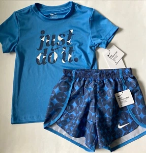 NIKE Girls 2pc shorts Set T-shirt Athletic Shorts 2 piece 2T 3T 4T 5 6 6X Pink - Picture 1 of 32