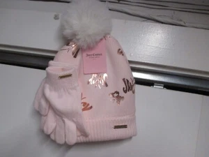 JUICY COUTURE KIDS/GIRLS HAT & GLOVE SET (O/S) NWT WHITE & GOLD ACCENT LOGOS - Picture 1 of 5
